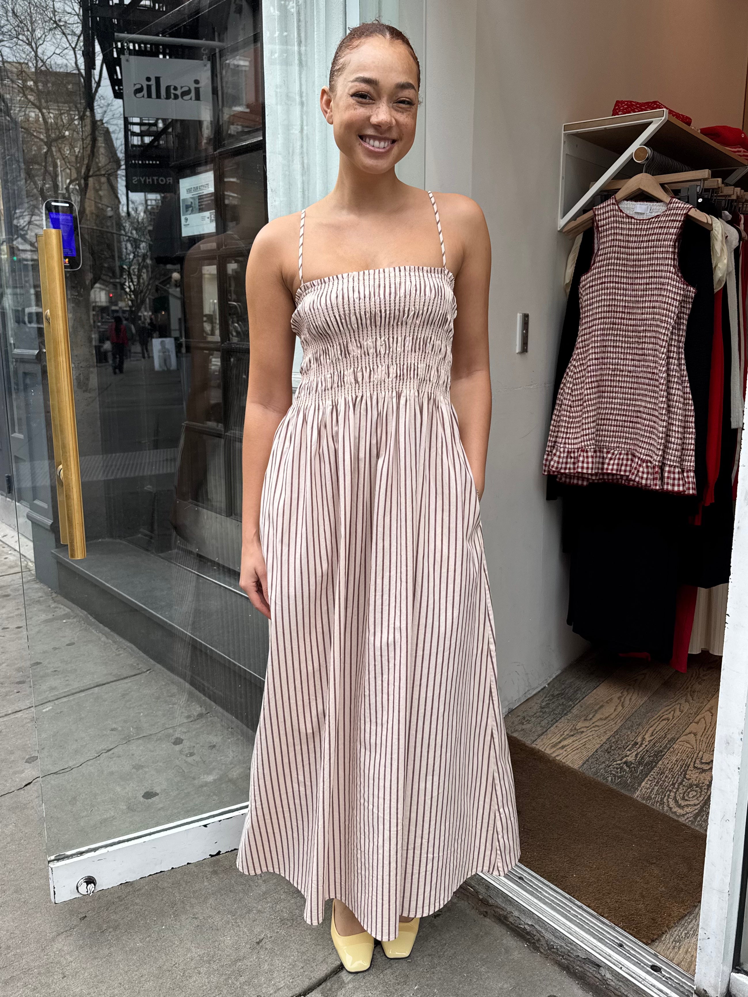 Bianca Dress in Tiramisu Stripes