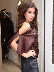 Macy Asym Top in Chocolate