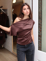 Macy Asym Top in Chocolate