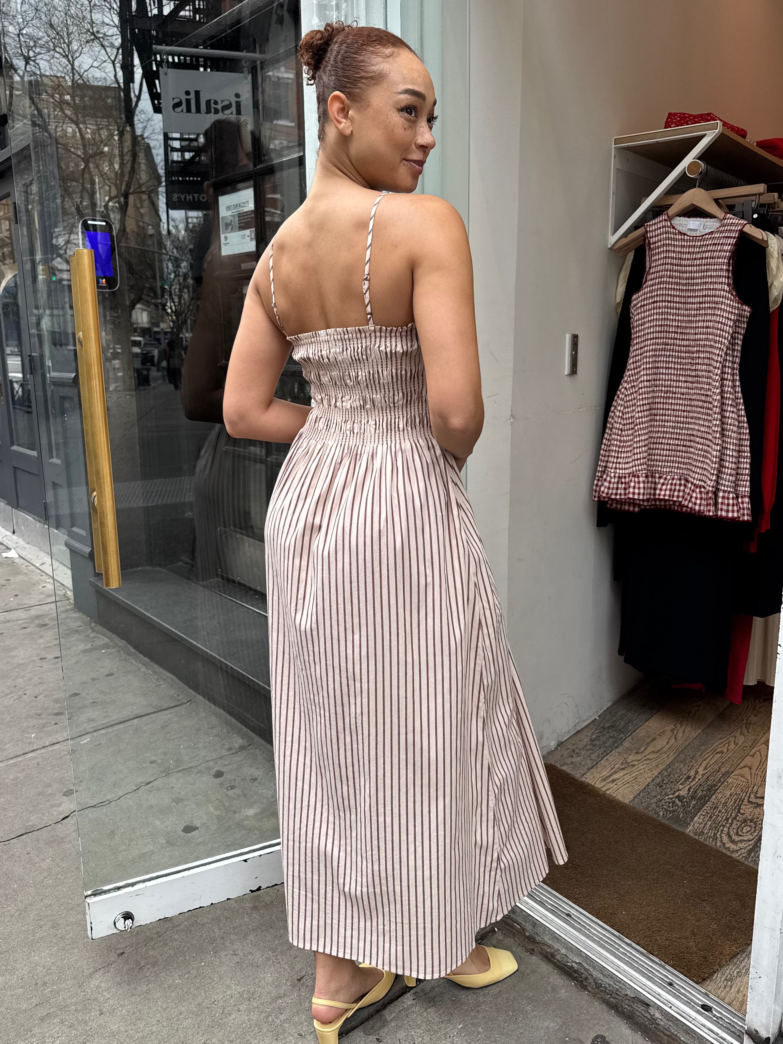 Bianca Dress in Tiramisu Stripes