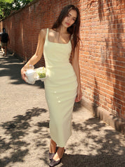 Be Mine Square Neck Dress in Ice Yellow