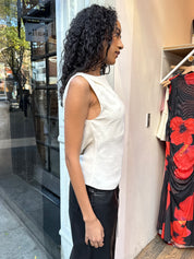 Draped Cowl Top in Dove