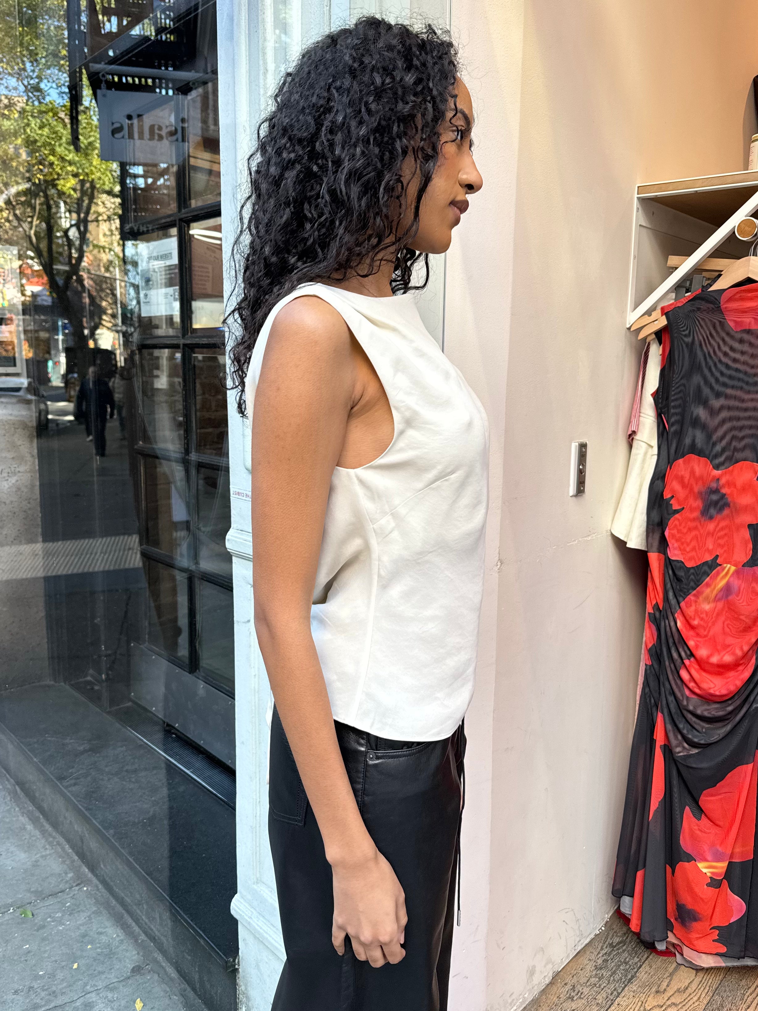 Draped Cowl Top in Dove
