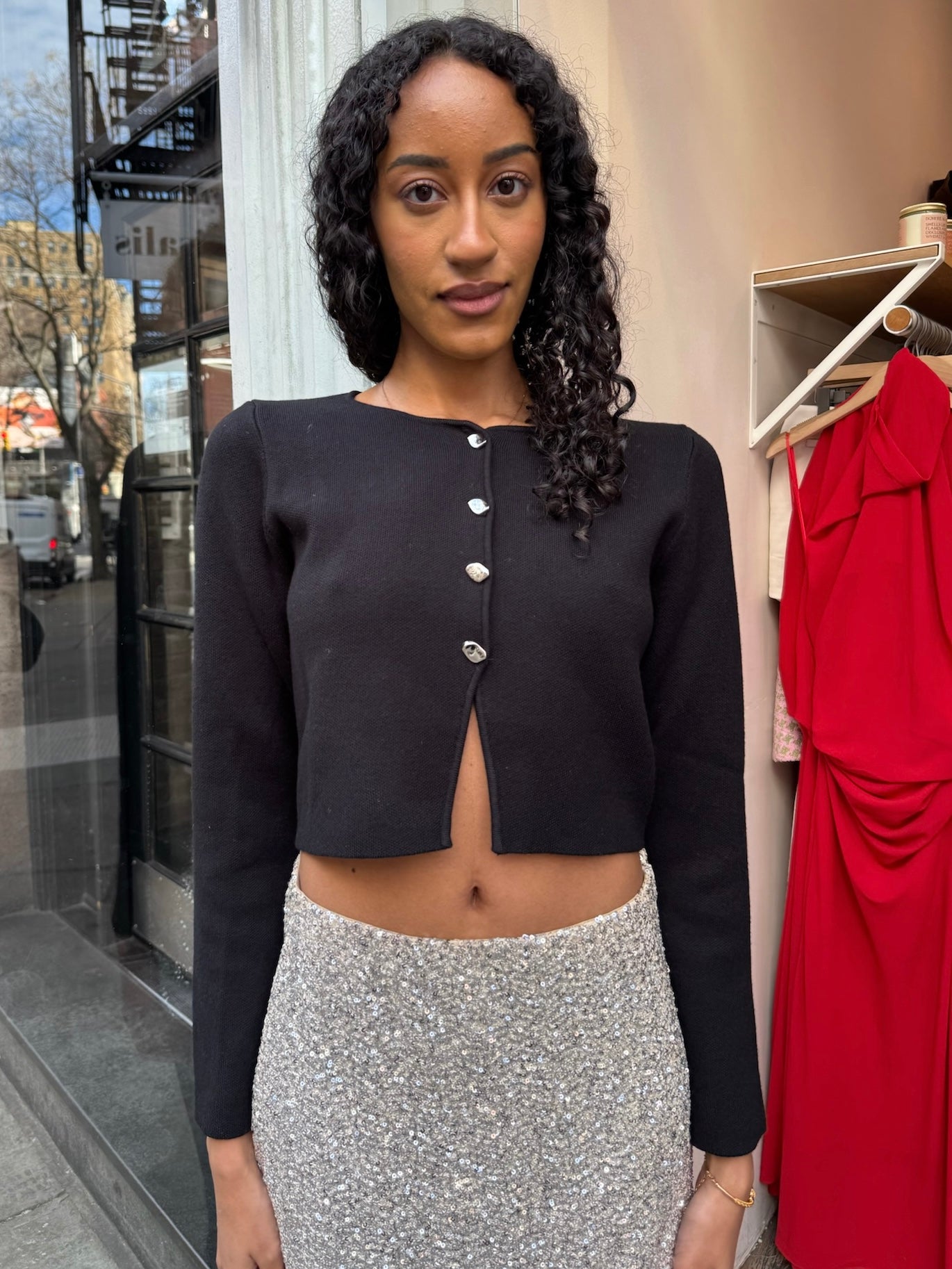 Paula Button Down Top in Black