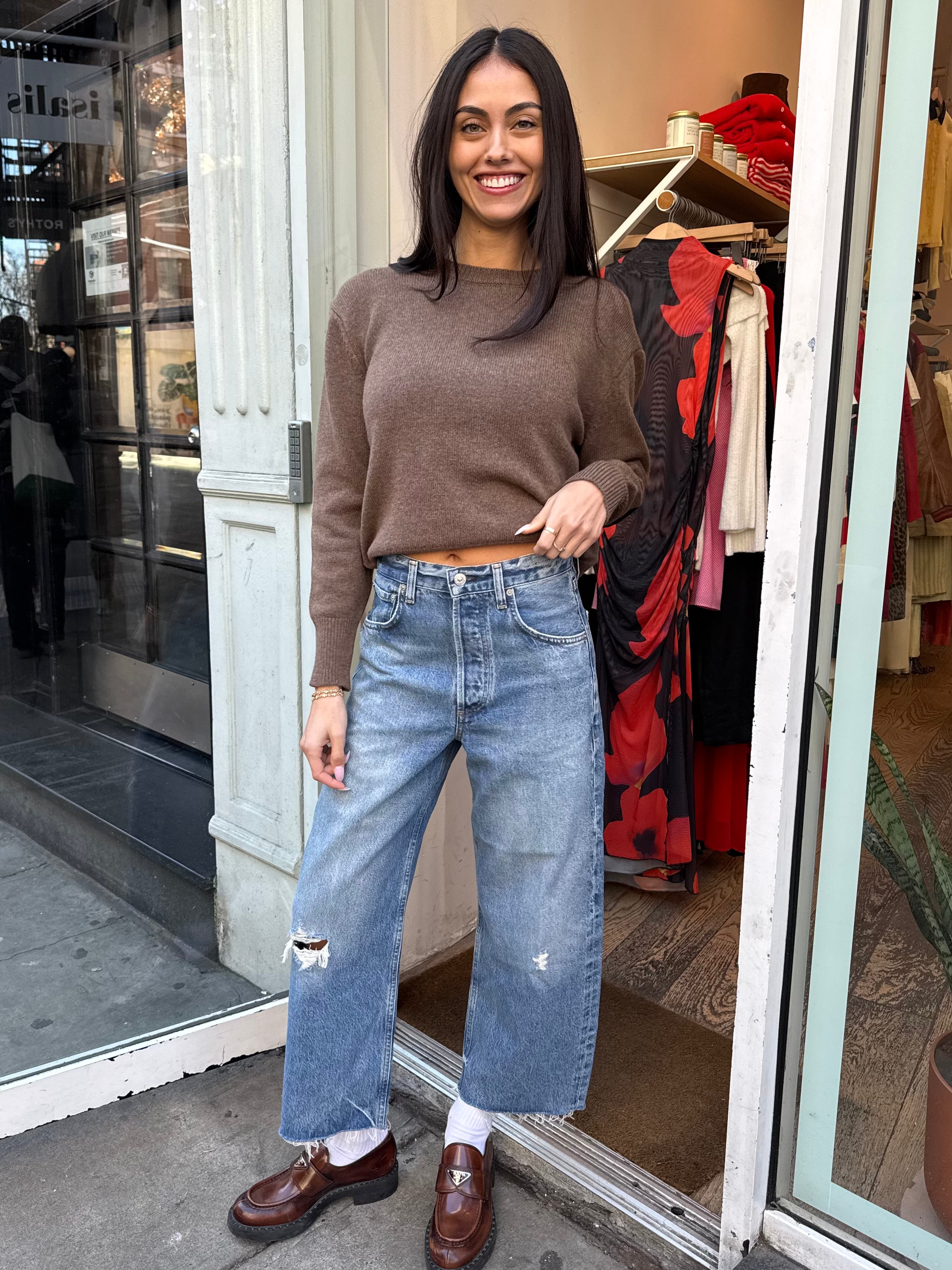 Ayla Raw Hem Crop in Solano