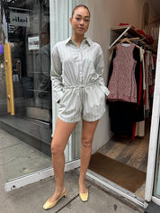 Amelie Romper in Pistachio Stripe