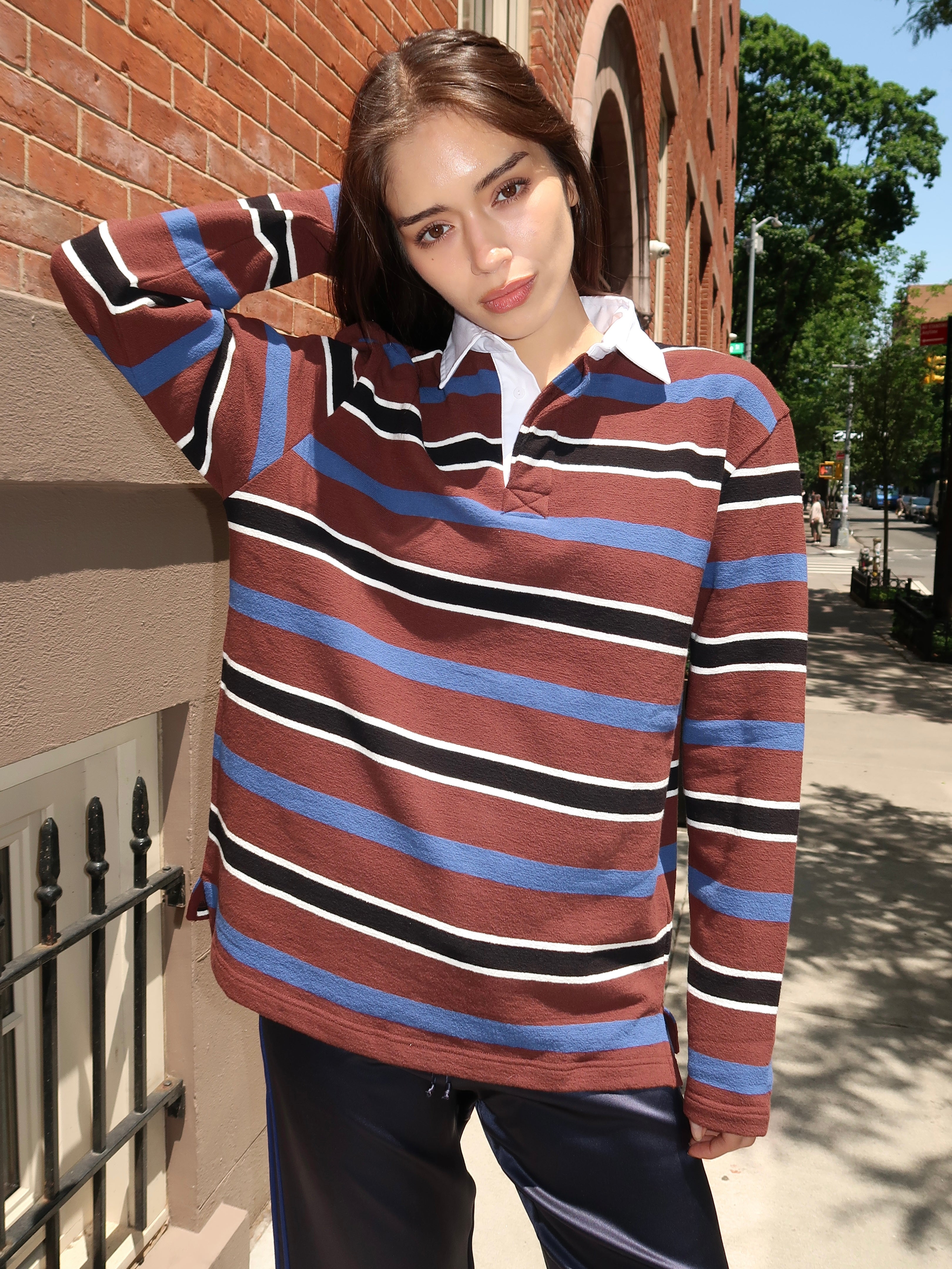 Kylo Jersey in Plum/Indigo Stripe