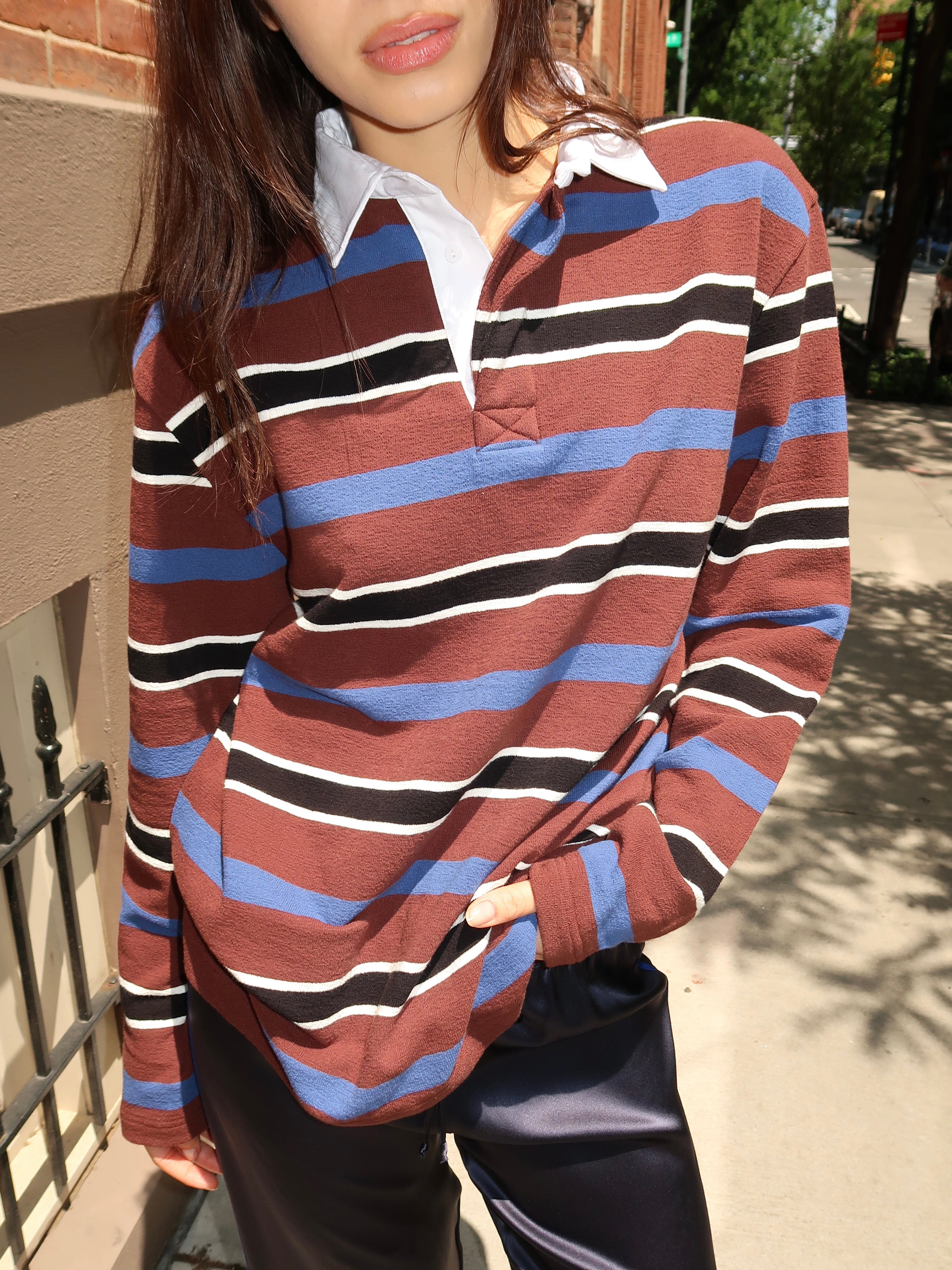 Kylo Jersey in Plum/Indigo Stripe