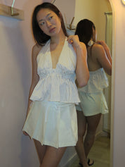 Owens Halter Top in Cream Mocha Stripe