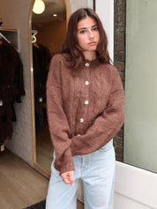 Barbara Cardigan in Cableknit Brown