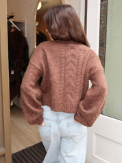 Barbara Cardigan in Cableknit Brown