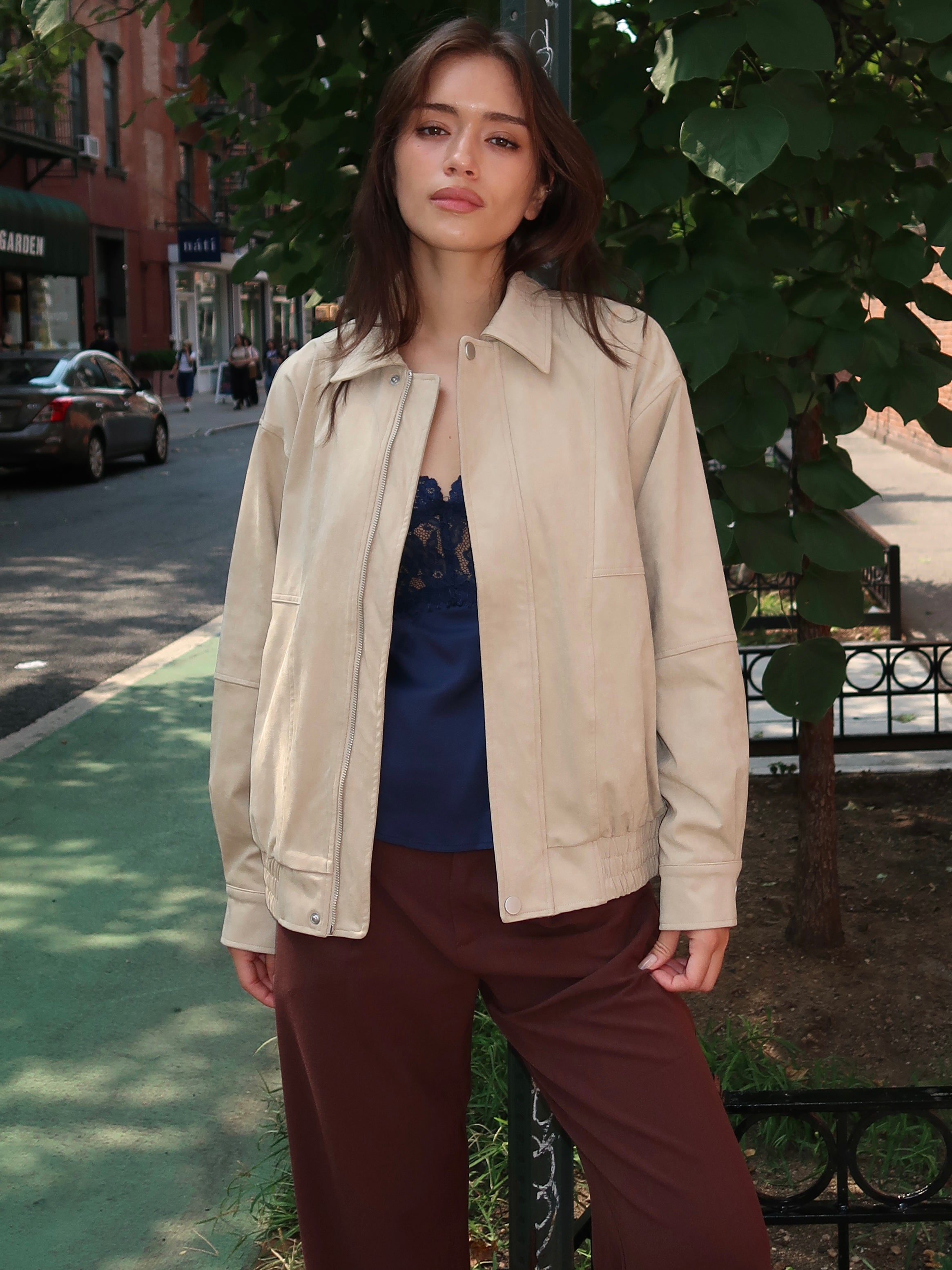 Connie Bomber Jacket in Beige