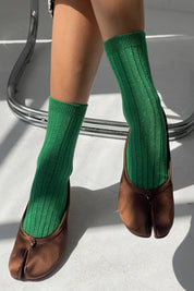 Her Socks Modal Lurex in Emerald Glitter