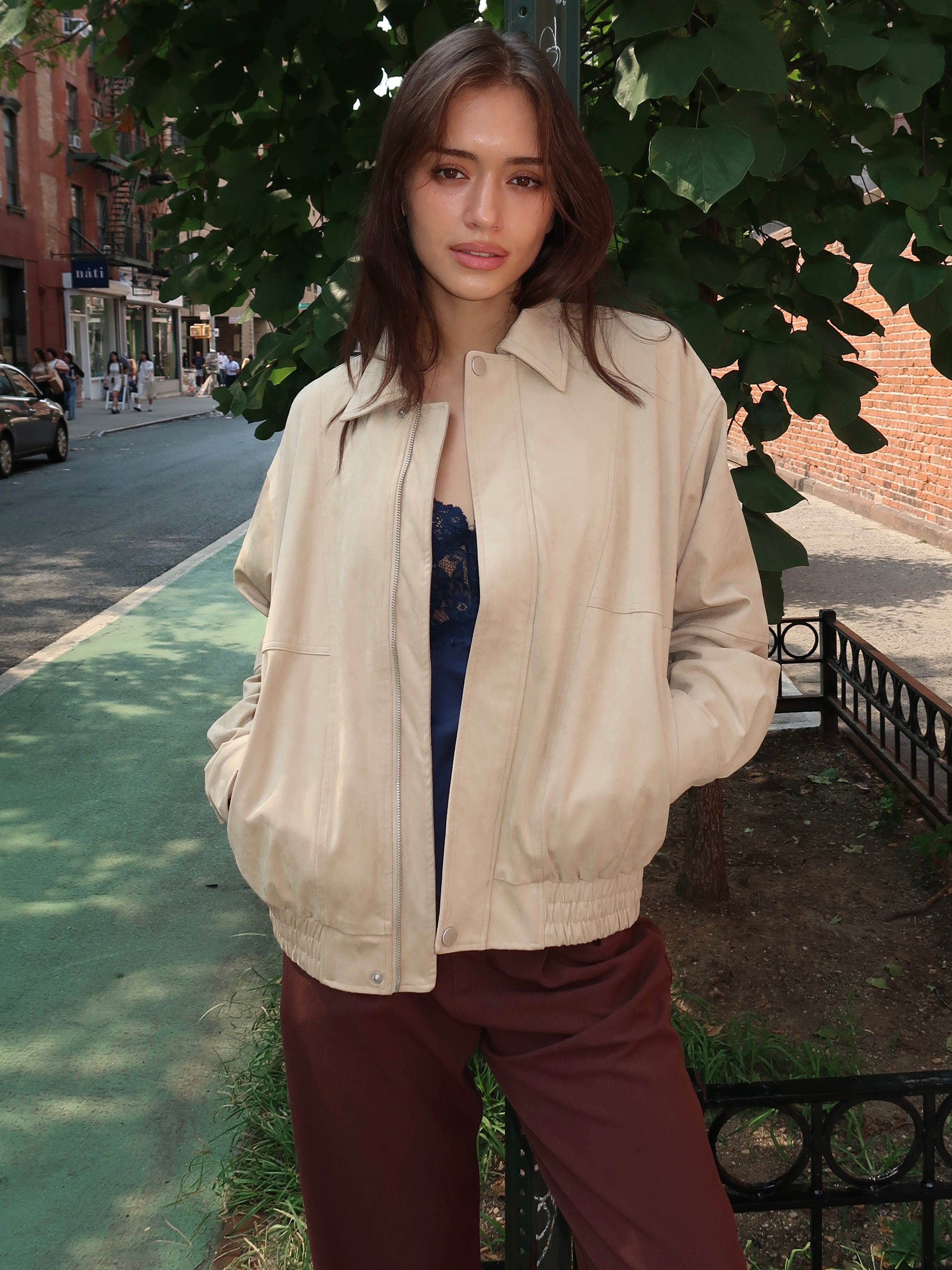 Connie Bomber Jacket in Beige