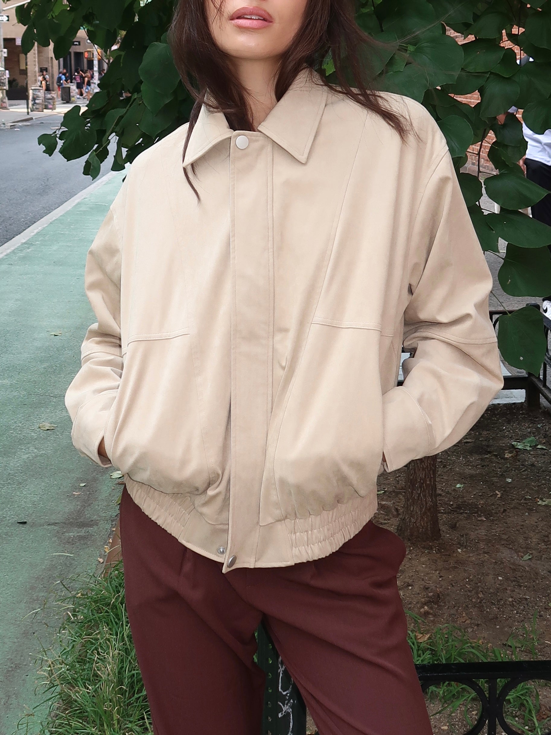 Connie Bomber Jacket in Beige