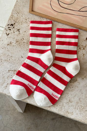 Wally Socks in Wide/Red Stripe