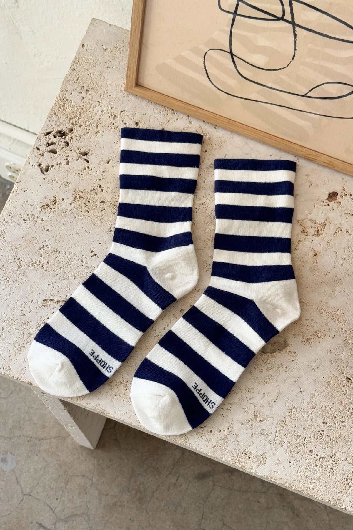 Wally Socks in Navy Stripe