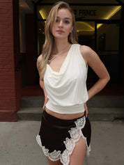 Brigitte Cowl Asym Top in Snow