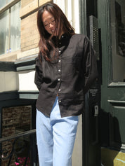 Linen Relaxed Shirt in Jet