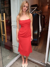 Lyons Midi Dress in Red Dot