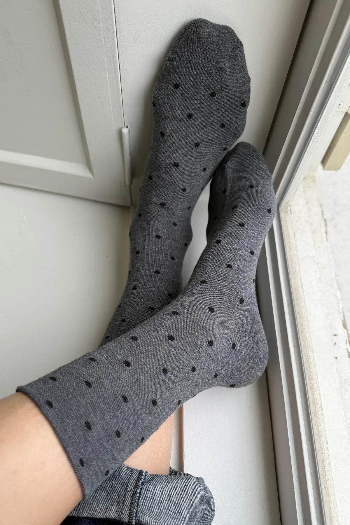 Sneaker Socks in Polka Dot Charcoal/Black