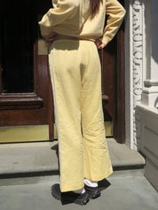 Linen Stripe Crop Racer Pant in Butter