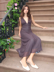Juna Mesh Maxi Dress in Black Mini Dot