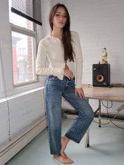 Lexi Mid Rise Bowed Straight in Artisan