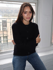 Dani Cinched Waist Cardigan in Noir