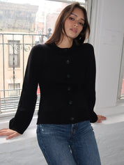 Dani Cinched Waist Cardigan in Noir