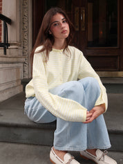 Pisces Button Down Cardigan in Mini Yellow Stripe