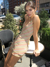 The Jordan Dress in Striped Tan