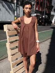 Gesa Shift Mini Dress in Brown