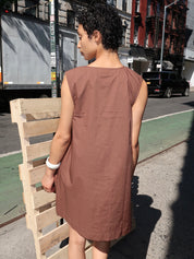 Gesa Shift Mini Dress in Brown