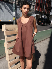Gesa Shift Mini Dress in Brown