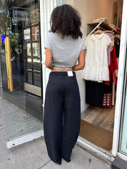 Brynn Drawstring Trouser in Linen True Navy