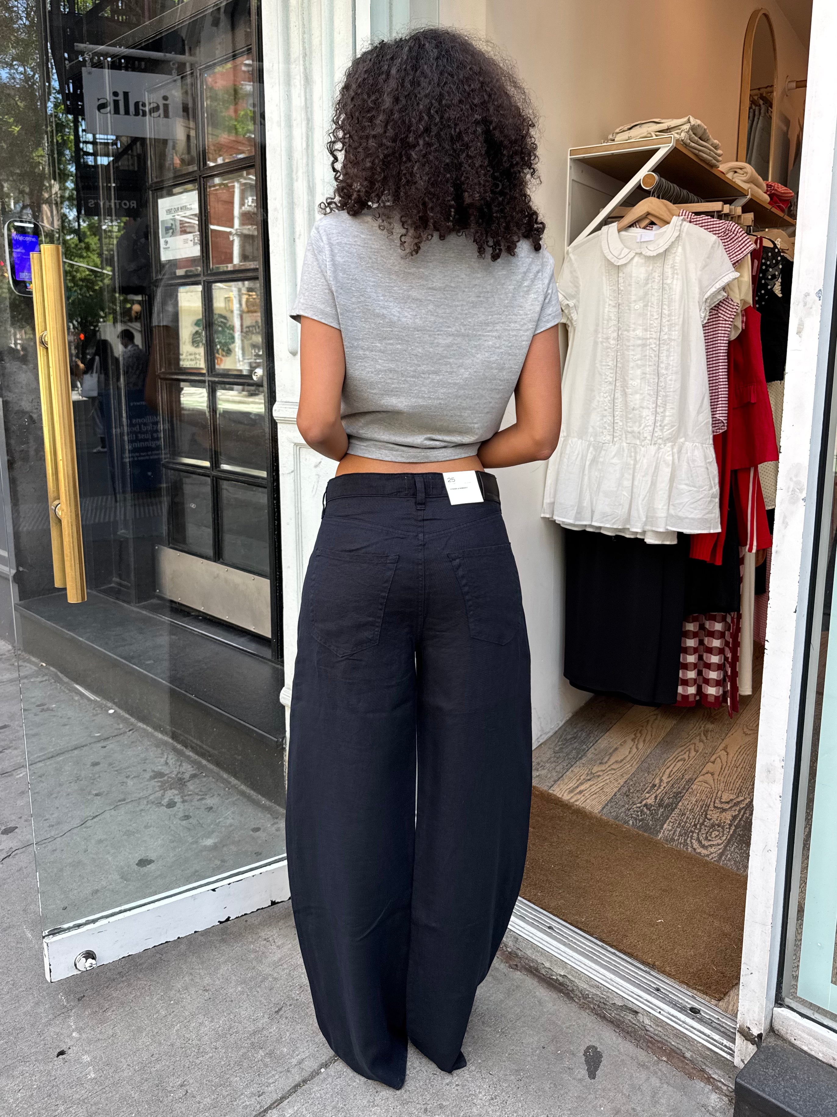 Brynn Drawstring Trouser in Linen True Navy