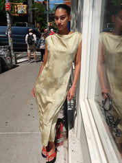 Whim Dress in Gold Jacquard