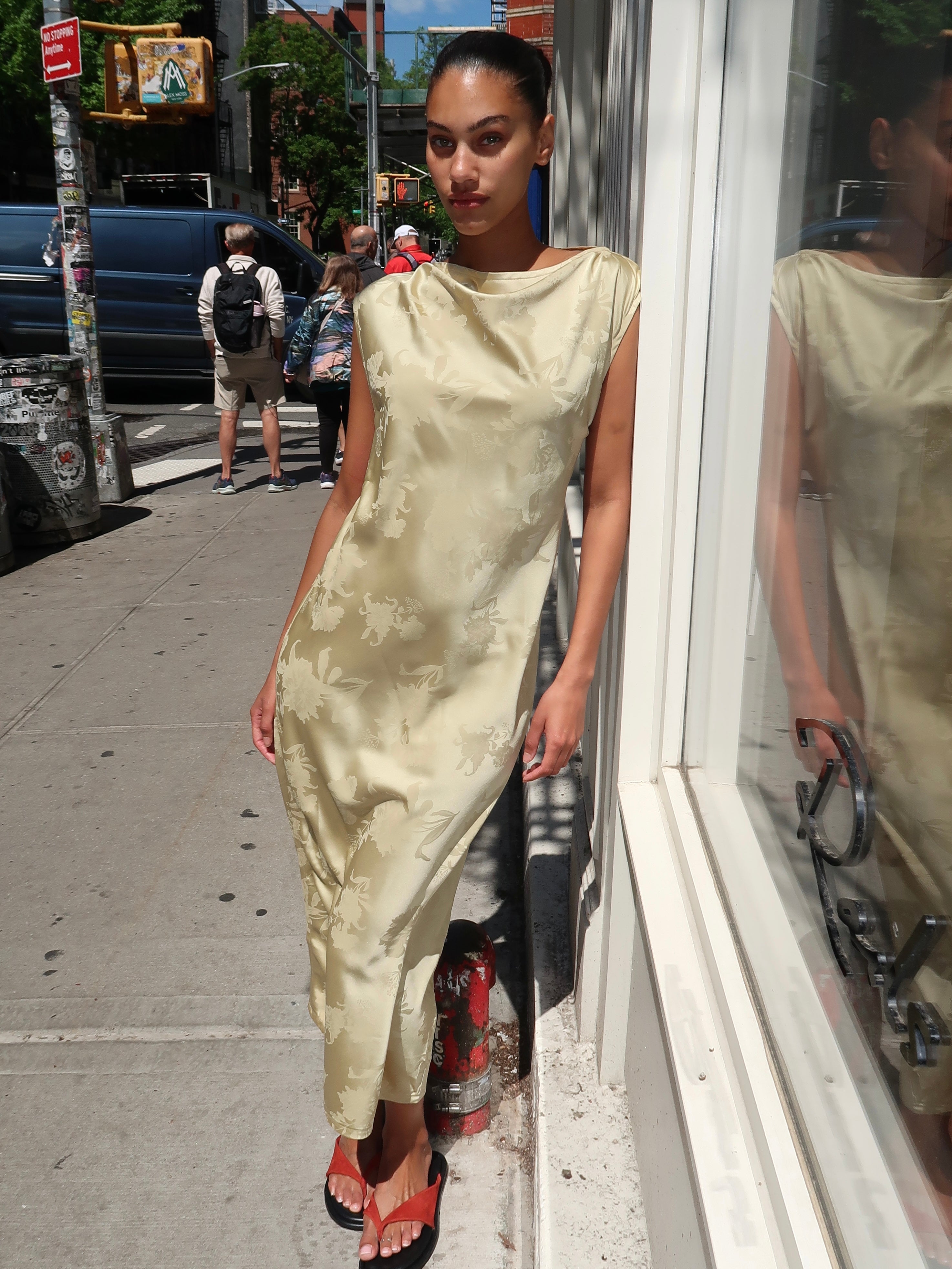 Whim Dress in Gold Jacquard