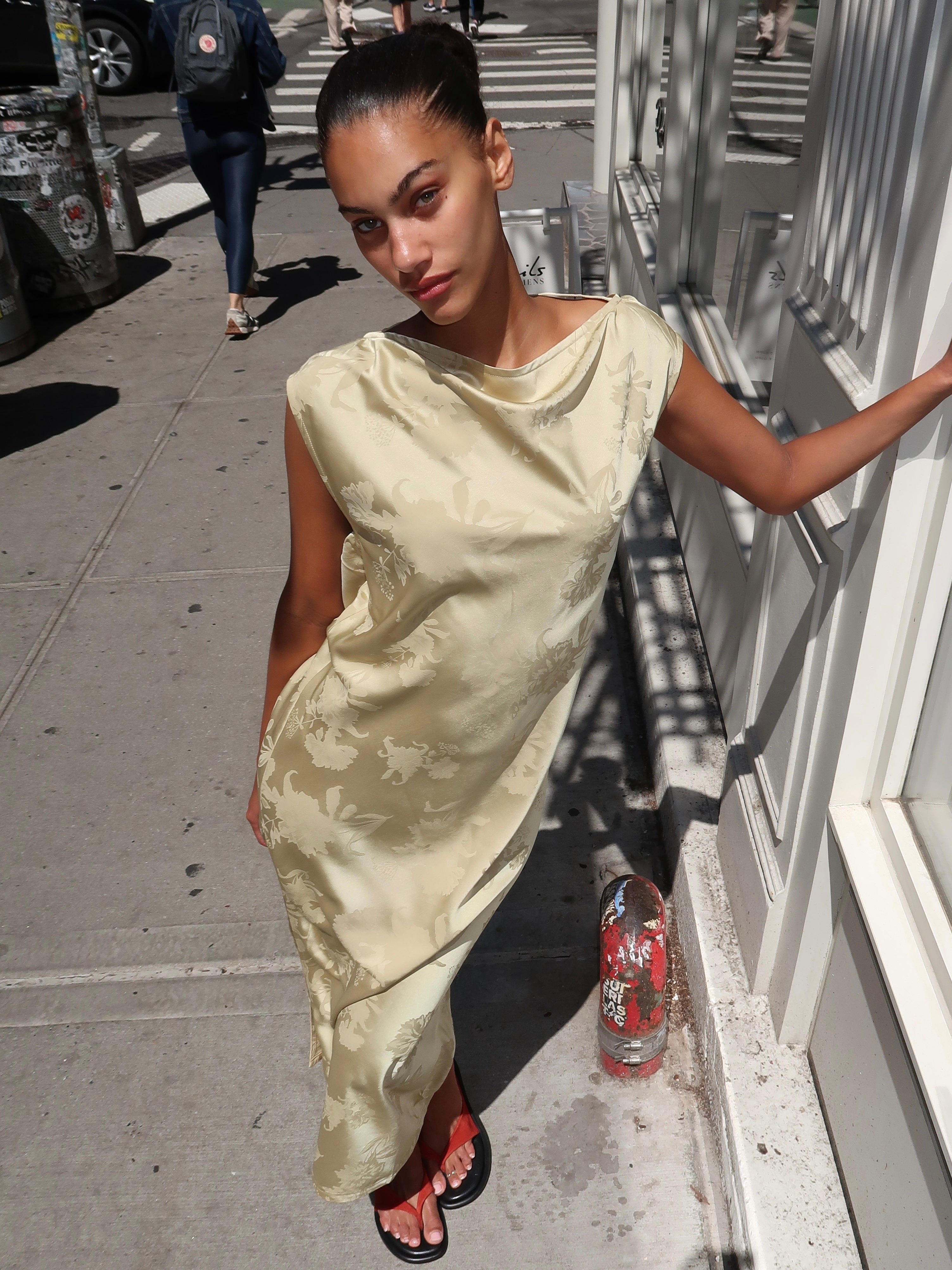Whim Dress in Gold Jacquard