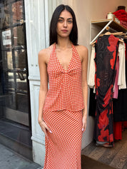 Halter Top in Gingham/Red