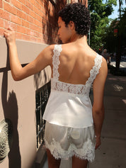 Paris Satin Lace Top in Cream