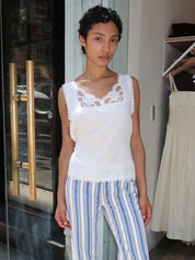 Penelope Lace Trim Top in White