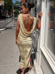 Whim Dress in Gold Jacquard