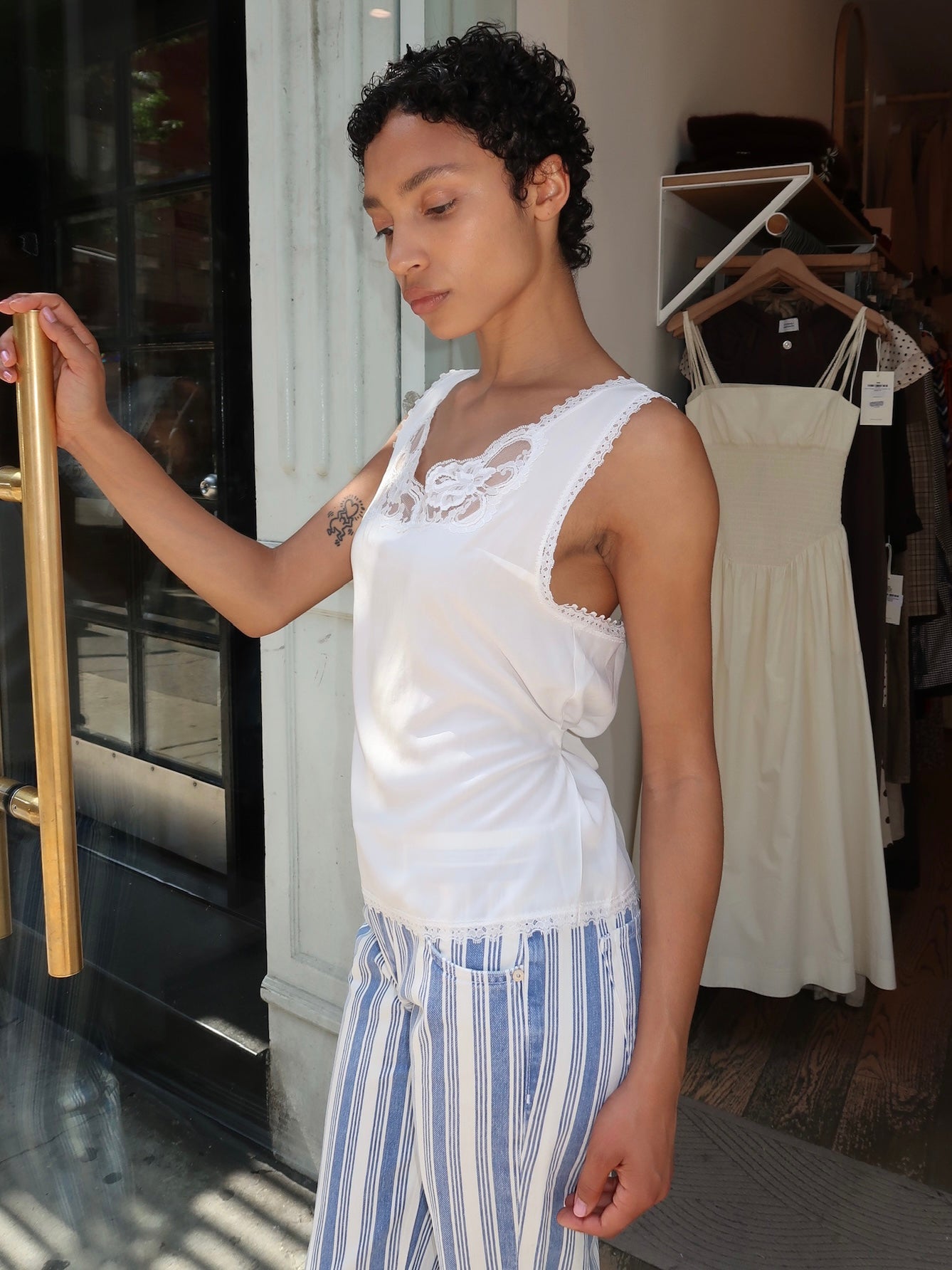 Penelope Lace Trim Top in White
