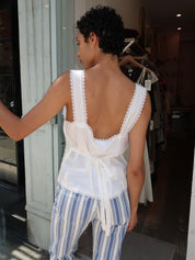Penelope Lace Trim Top in White