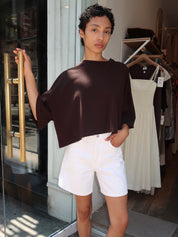 Crop Cape Tee in Chocolate
