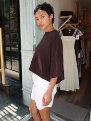 Crop Cape Tee in Chocolate