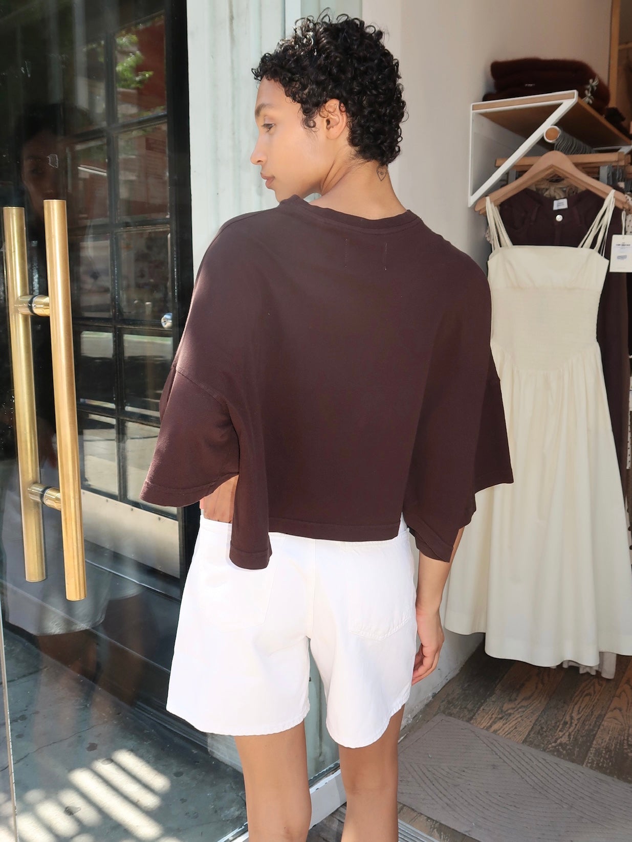 Crop Cape Tee in Chocolate