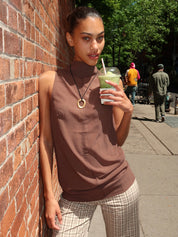 Annabelle Top in Sheer Brown